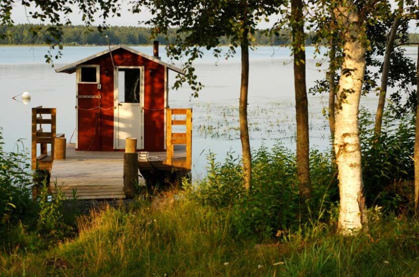 Finnische Sauna Rauchsauna Makkara Birkenzweige